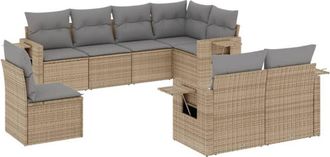 vidaXL Vidaxl - Juego De Sof&aacute;s De Jard&iacute;n Con Cojines Beige 8 Pzas Rat&aacute;n Pe