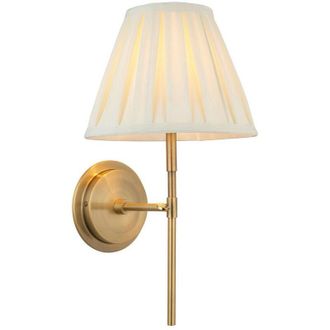 Endon Lighting Rennes & Carla Wall Lamp with Shade Antique Brass Plate & Cream Fabric - Endon