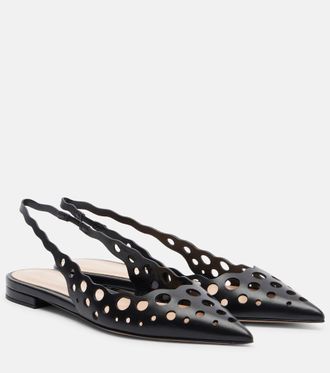 Gianvito Rossi Cutout leather slingback flats