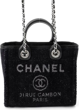 Chanel Black Tweed Leather Tote Bag (Pre-Owned)