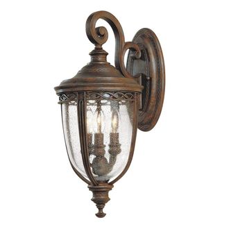 Netlighting English Bridle 3 Light Outdoor Medium Wall Lantern Light British Bronze IP44 E14 in Brown