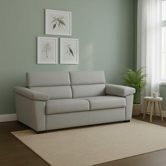 Dmora Sof&aacute; Cama 2 Plazas Seui, Desenfundable, Con Caj&oacute;n Made In Italy, Apertura Abatible, 185x95 Cm Gris Claro