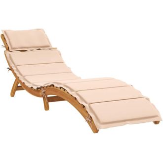 vidaXL Vidaxl - Lettino Prendisole con Cuscino Beige in Legno Massello di Pino
