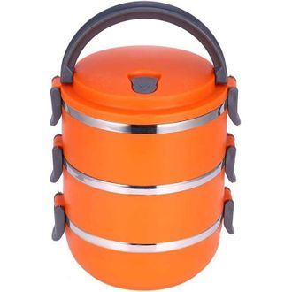 OEM Fiambrera Isot&eacute;rmica De Acero Inoxidable Con 3 Compartimentos - Apilable, Con Asa Para Ni&ntilde;os Y Adultos, A Prueba De Fugas, Duradera E Ideal Para Lleva