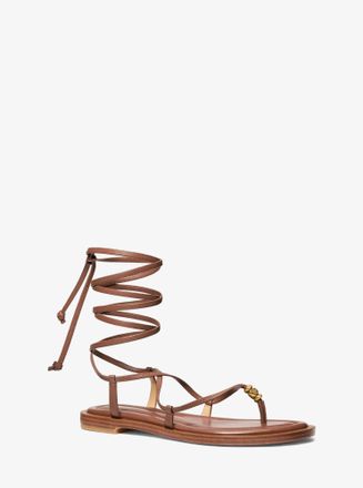 Michael Kors Khloe Embellished Leather Lace-Up Sandal
