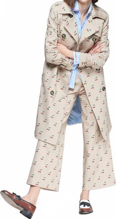Vilagallo Trench Coat With Cherry Print In Beige