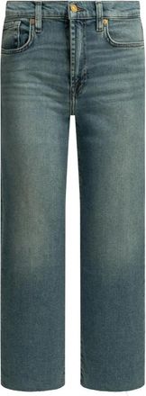 7 For All Mankind Wide Leg Cropped Jeans - Dames - Regular Fit Jeans - Blauw - W27 - Katoen - Jeans