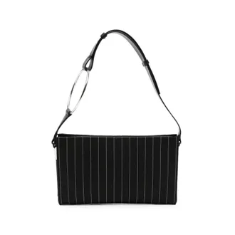 Dondup Pinstripe-pattern Ring-handle Clutch Bag