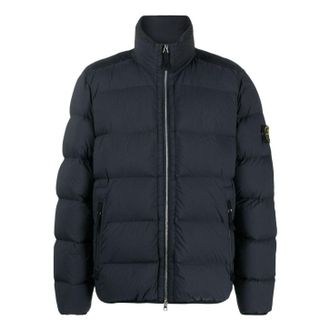 Stone Island Street Style Plain Logo Down Jackets Navy Blue 791544028-V0020