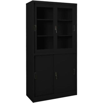 vidaXL Vidaxl - Armadio per Ufficio Anta Scorrevole Nero 90x40x180 cm Acciaio