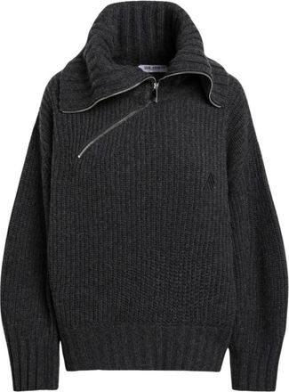 The Attico Jersey de cuello alto asim&eacute;trico con cremallera y canal&eacute; - Knitwear - Mujer - Gris - S