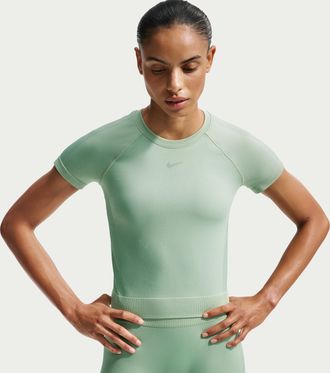 Nike Womens Nike Pro Seamless Dri-FIT T-Shirt in Green | IM9972-006