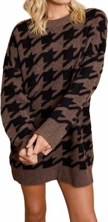 Gilli Oversized Sweater Mini Dress In Houndstooth