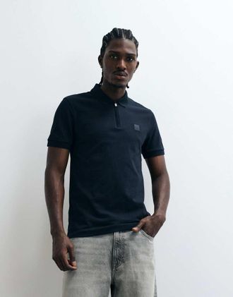 Boss Orange by Hugo Boss Passenger - Polo slim fit in piqu&eacute; blu scuro-blu navy