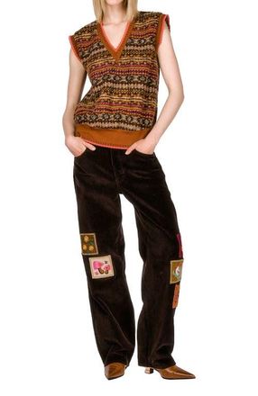 Anna Sui Fair Isle Fleece Vest in Cinnamon Multi at Nordstrom, Size Medium