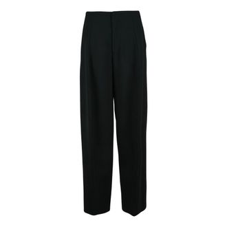 Victoria Beckham Baggy Broeken - Dames - Wijde Broeken - Zwart - XS - Wol - Broeken