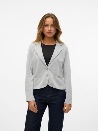 Vero Moda Jerseyblazer VERO MODA VMEMMA LS BLAZER JRS NOOS, Damen, Gr. 42, grau (light grau melange), Piqu&eacute;, Obermaterial: 70% Polyester, 30% Baumwolle, meliert