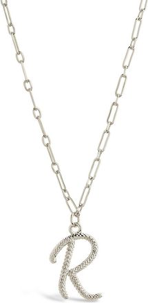 Sterling Forever Textured Initial Charm Pendant Necklace