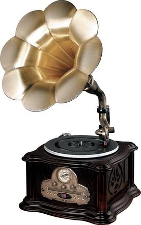 OEM Giradischi Retr&ograve; Con Tubo - Dischi In Vinile, Cd, Mp3, Bluetooth, Radio Fm/am Usb Con Telecomando, Vintage, Vinile
