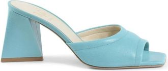19V69 Schoenen, Dames, Blauw, 38 EU, Leer, Blauwe Leren Middelhak Sandaal