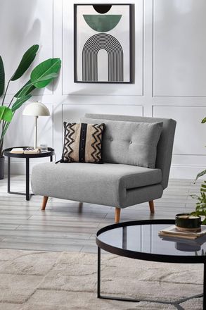 Julian Bowen Rowan Upholstered Chair Bed in Light Grey