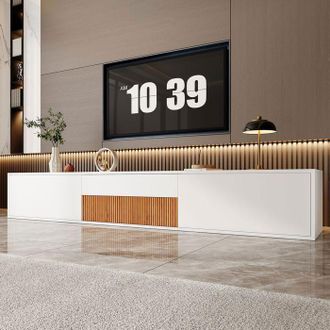 OEM Mueble De Tv - Modelo 180 Cm - Blanco - 3 Puertas Y Estantes - Mesa Extensible Compatible Con Proyector