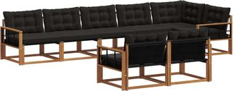 vidaXL Conjunto De Sof&aacute;s De Exterior 8 Uds. Natural Y Negro Vidaxl