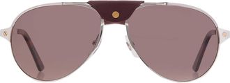 Cartier Santos de Cartier Brown Pilot Mens Sunglasses CT0034S 009 59