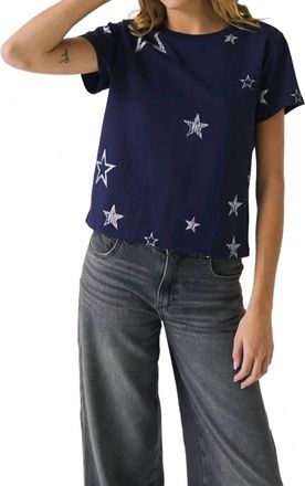 Chaser Allover Distressed Stars Tee In Blue