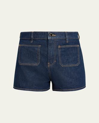 Veronica Beard Elijah Denim Patch Pocket Shorts