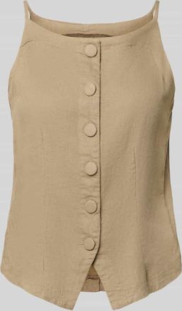Ichi Blusentop aus Leinen-Viskose-Mix Modell LINNO in Taupe, Gr&ouml;&szlig;e 38