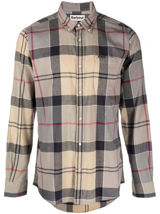 Barbour plaid-check print long-sleeved shirt - men - Cotton - S - Neutrals