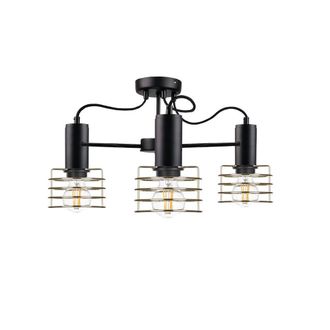 Netlighting Rune Multi Arm Semi Flush Ceiling Light Black 60cm 3x E27