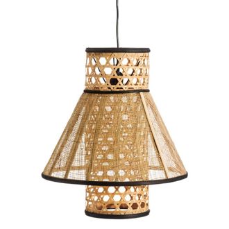 Els Banys L&aacute;mpara techo bamb&uacute; natural y textil