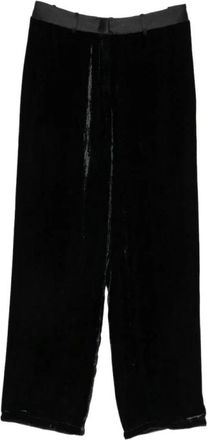 Forte_Forte Pantaloni Mypants in velluto stropicciato con profili in raso - - Trousers - Donna - Nero - L