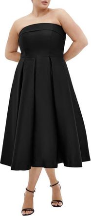 City Chic Tiffany Strapless Fit & Flare Dress in Black at Nordstrom, Size Xxl