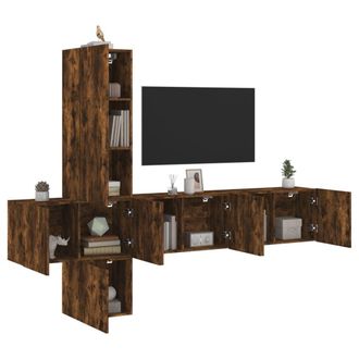 Berkfield Home 5 Piece TV Wall Units Smoked Oak Engineered Wood in Brown