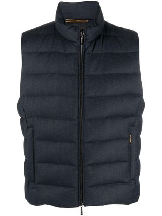 Moorer zipped padded gilet - men - Feather/Polyamide/Cashmere/Virgin Wool - 50 - Blue