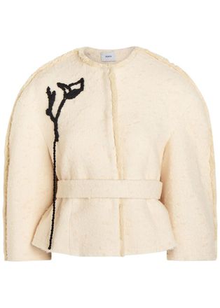 Erdem Cocoon Cropped Woven Jacket - Ivory - 12 (UK12 / M)