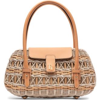 Frances Valentine Tweety Basket Wicker & Leather Handbag in White/Toast at Nordstrom
