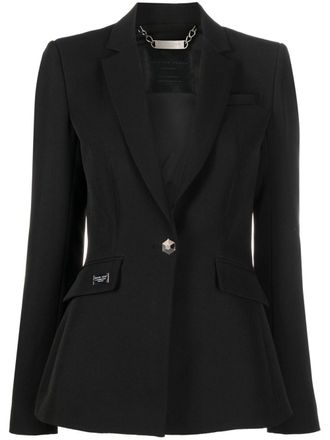 Philipp Plein Blazer monopetto con logo di strass - Nero