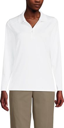 Lands End School Uniform Long Sleeve Feminine Fit Rapid Dry Polo Shirt in White at Nordstrom, Size Xx-Small