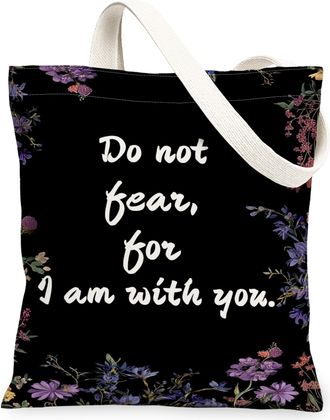 Generic Floral Black Canvas Tote Bags, Artistic Flower Pattern Reusable Grocery Bags, Vintage Lightweight Washable Shoulder Strap C, Black, 13x15 Inch