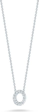 Roberto Coin Tiny Treasures Diamond Love Letter Necklace O 18K White Gold 001634AWCHXO