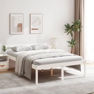 Berkfield Home Bed Frame White 135x190 cm Double Solid Wood Pine