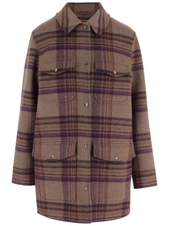 Woolrich Multi Check Pattern Wool-Blend Flap Pockets Shirt