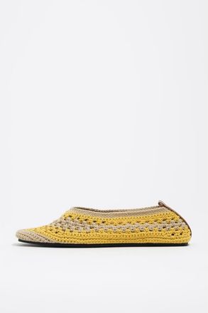Bimba & Lola Crochet Ballerina Flats in Yellow at Nordstrom, Size 40