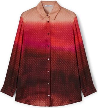 Motivi Ombr&eacute; satijnen blouse - Dames - Overhemden - Veelkleurig - XS - Satijn - Overhemden