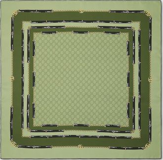 Gucci Printed GG Silk Jacquard Carr&eacute;, Green, Silk