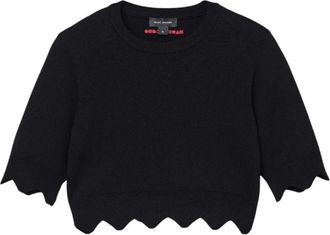 Marc Jacobs Scallop Daisy Crop Sweater - Dames - Ronde hals truien - Zwart - XS - Truien & Vesten
